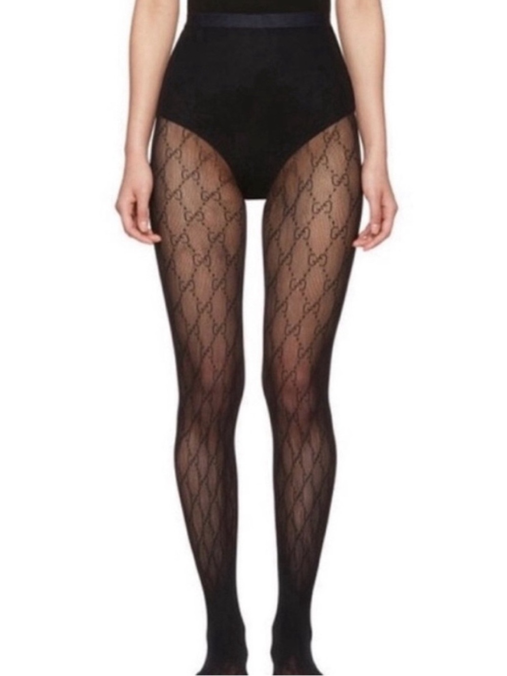 Gucci  Interlocking Black GG Tights Mesh
